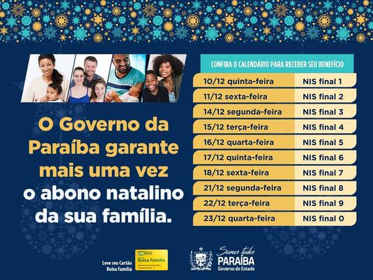 Pagamento do abono natalino começa nesta quinta-feira e calendário obedece terminação do NIS