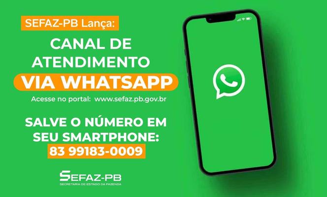 Sefaz-PB lança canal de atendimento via aplicativo WhatsApp para facilitar o acesso aos serviços digitais